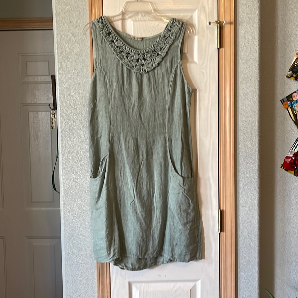 Linen sleeveless dress. Size XL